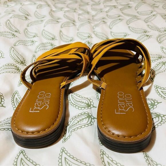 Franco Sarto Graceleigh Mustard Yellow Strappy Sandals Pull On Slides 8 - Picture 8 of 14